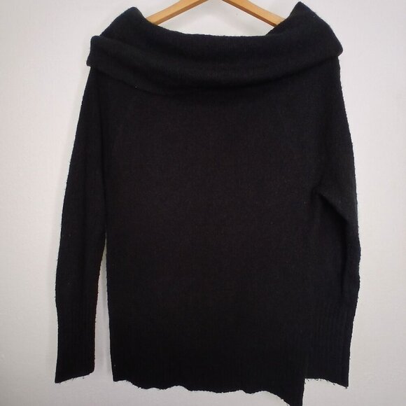 Express Sweaters - UEC Express Black Off Shoulder or Cowl Neck fuzzy sweater size small
